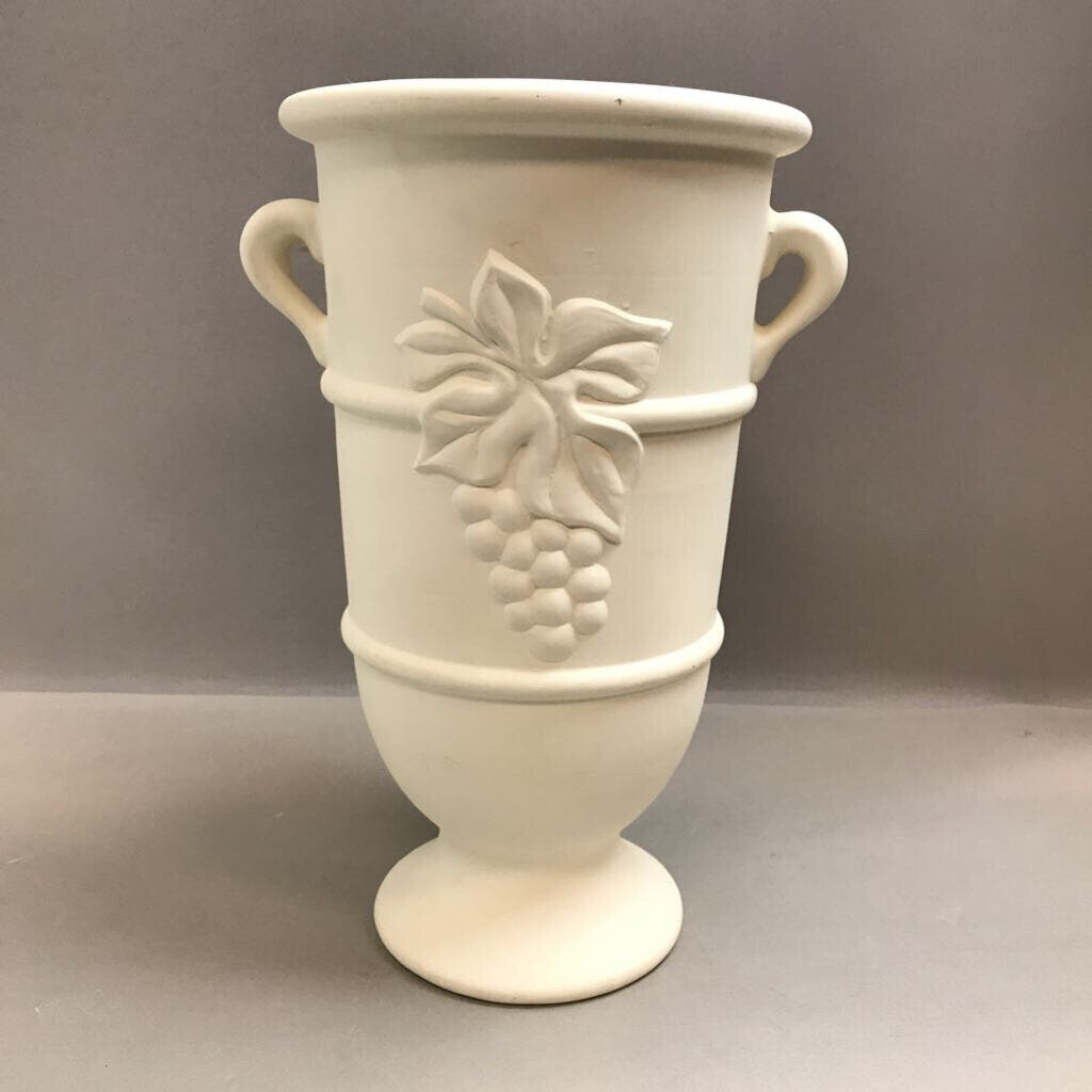 White Pottery Urn Vase with Grape Motif (15