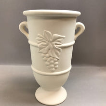 Load image into Gallery viewer, White Pottery Urn Vase with Grape Motif (15&quot;)
