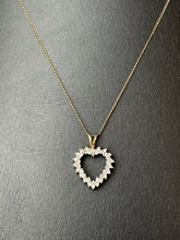 Load image into Gallery viewer, 23K Gold Over Sterling Diamond Heart Pendant on 18" 14K Gold Filled Chain

