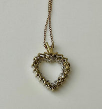 Load image into Gallery viewer, 23K Gold Over Sterling Diamond Heart Pendant on 18" 14K Gold Filled Chain
