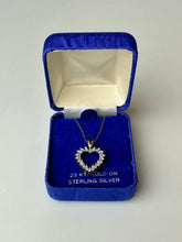 Load image into Gallery viewer, 23K Gold Over Sterling Diamond Heart Pendant on 18&quot; 14K Gold Filled Chain
