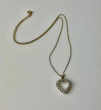 Load image into Gallery viewer, 23K Gold Over Sterling Diamond Heart Pendant on 18&quot; 14K Gold Filled Chain

