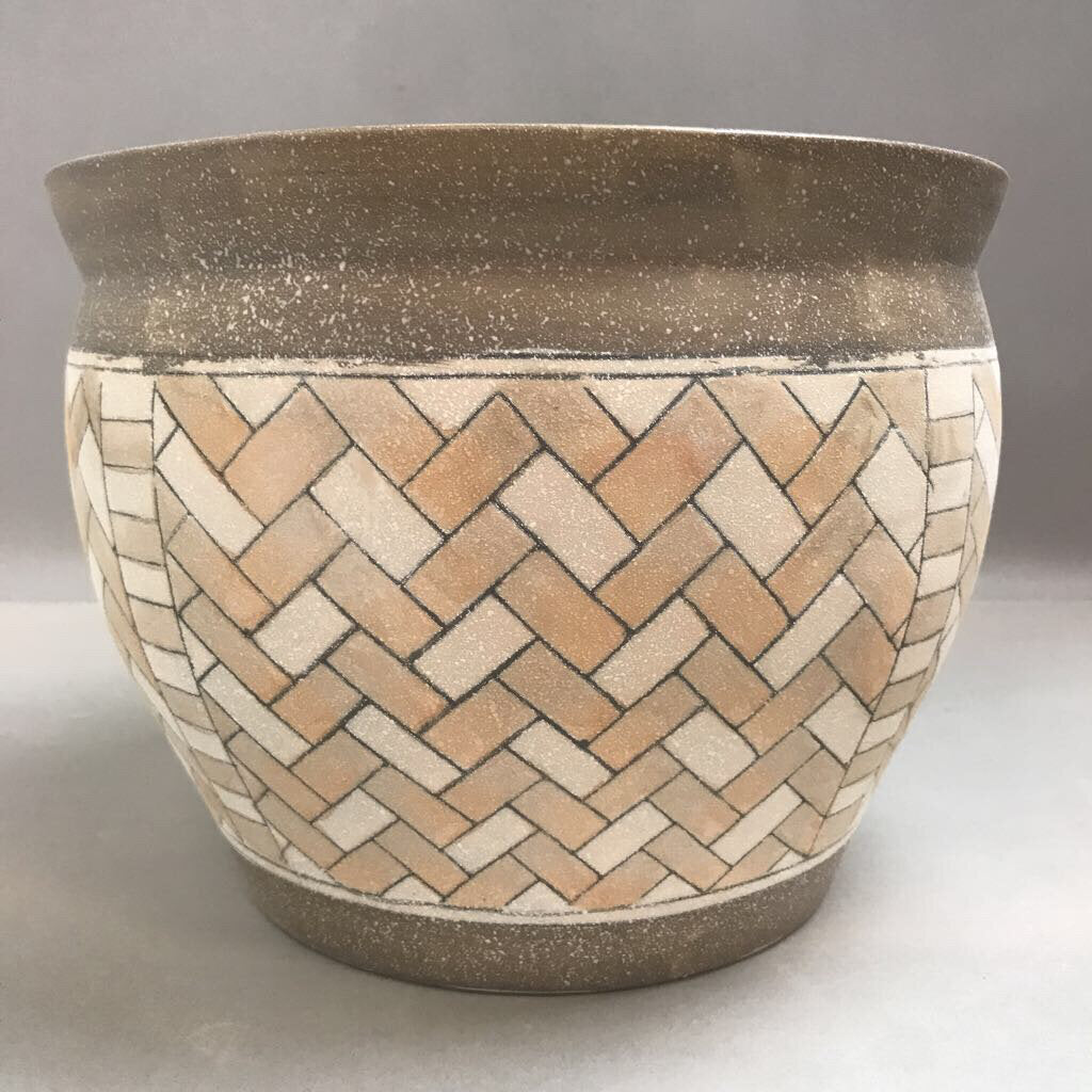 Large Stoneware Pottery Earthtone Decorative Planter (9x12)