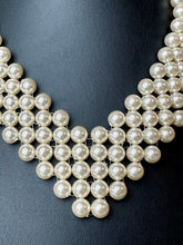 Load image into Gallery viewer, VIntage Napier Woven Faux Pearl Collar Statement Necklace 18")
