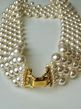 Load image into Gallery viewer, VIntage Napier Woven Faux Pearl Collar Statement Necklace 18&quot;)
