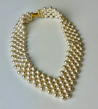 Load image into Gallery viewer, VIntage Napier Woven Faux Pearl Collar Statement Necklace 18&quot;)
