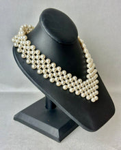 Load image into Gallery viewer, VIntage Napier Woven Faux Pearl Collar Statement Necklace 18&quot;)

