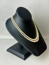Load image into Gallery viewer, Vintage Cream Faux Pearl Two Strand Rhinestone Faux Pearl Clasp Necklace (16&quot;)
