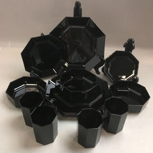 Load image into Gallery viewer, Arcoroc France Octime Black Glass 16 Piece Dish Set Mugs Plates Bowls
