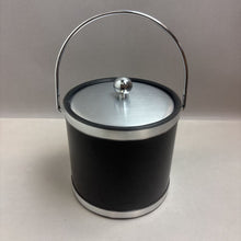 Load image into Gallery viewer, Vintage MCM Black Faux Leather Kraftware Ice Bucket (9&quot;)
