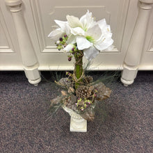 Load image into Gallery viewer, White Resin Planter with Faux Flowers (31&quot;)
