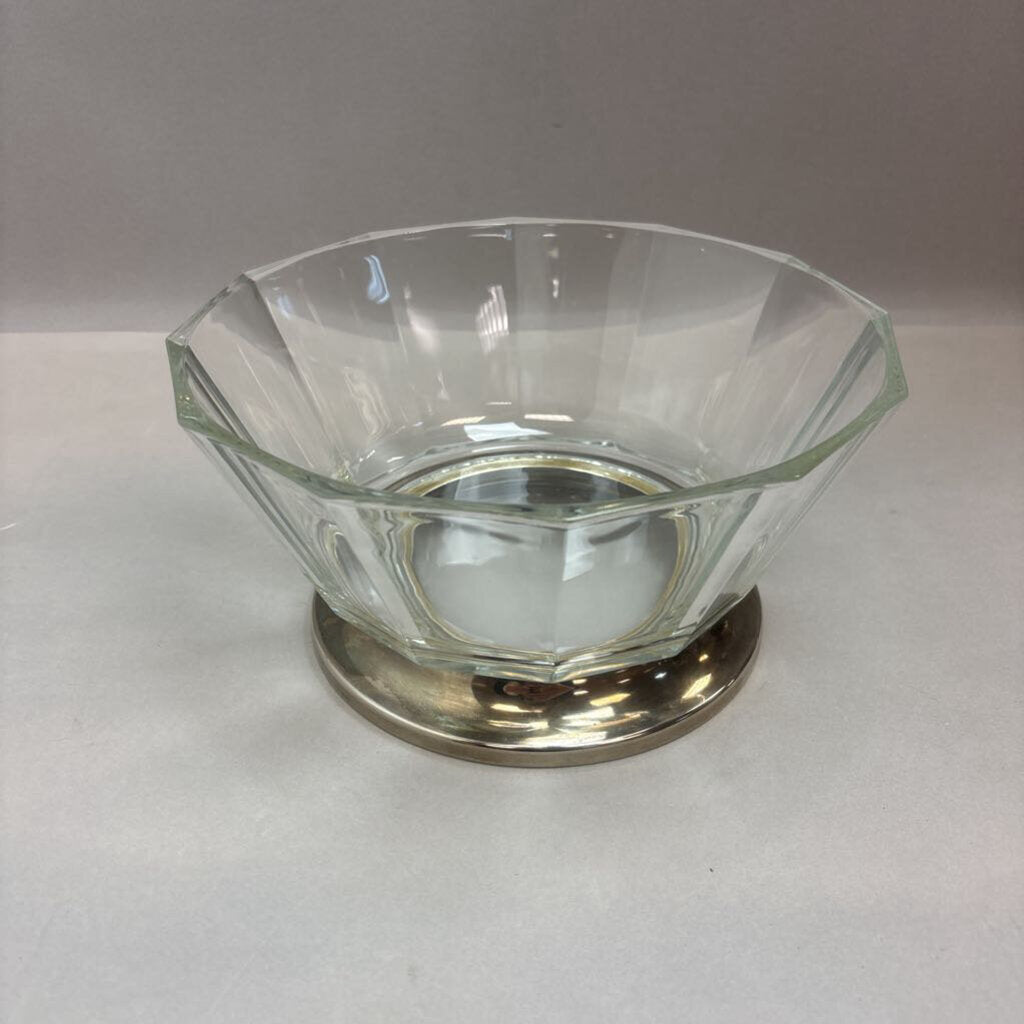 Vintage Glass Bowl With Silverplate Base (5x10)