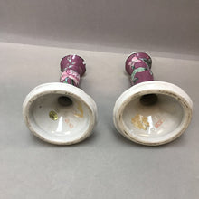 Load image into Gallery viewer, Pink Asian Floral Vase &amp; Candlestick Holder Pair (10.25&quot;) (As-Is)
