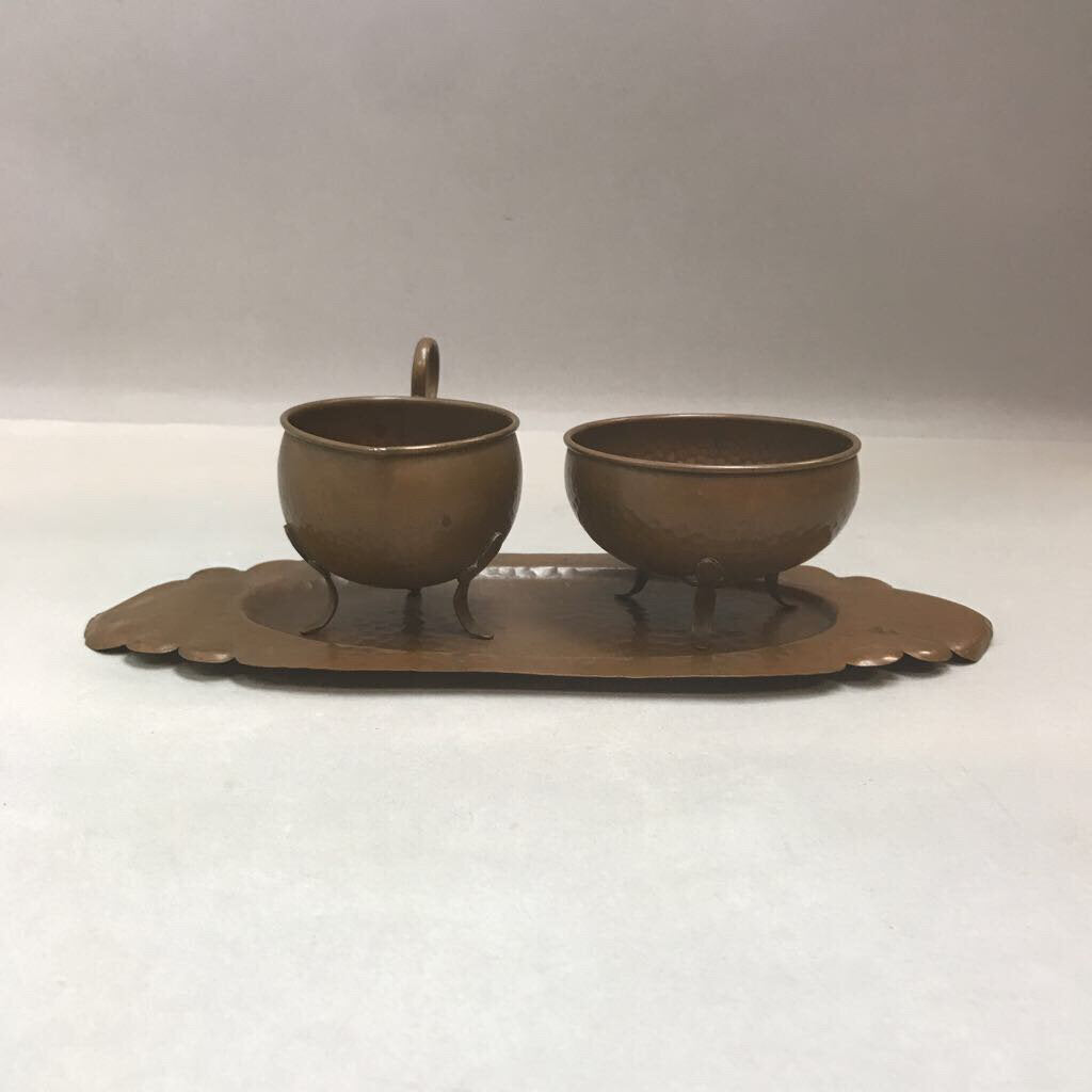 Hammered Copper Cream & Sugar Set (11.5x5x3)