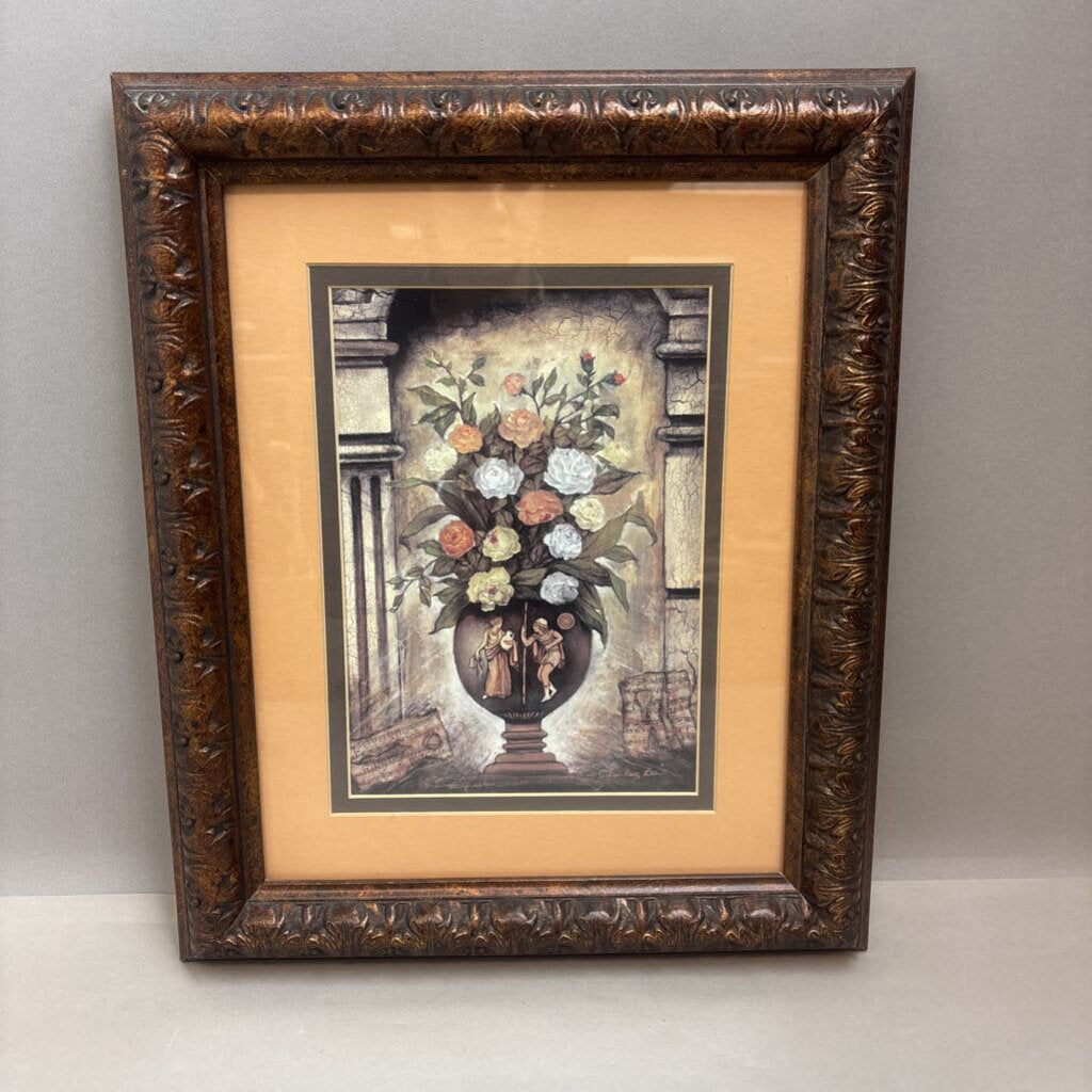 Floral Vase Framed Print by Charles Lee (11x14)
