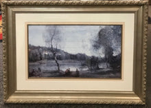 Load image into Gallery viewer, Large Jean-Baptiste-Camille Corot Print; Ville d’Avray, L’Étang au Bouleau Devant les Villas (the Birch Pond in Front of the Villas) (35x48)
