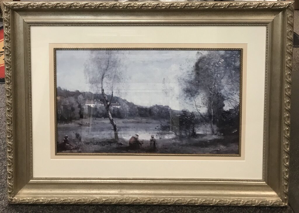 Large Jean-Baptiste-Camille Corot Print; Ville d’Avray, L’Étang au Bouleau Devant les Villas (the Birch Pond in Front of the Villas) (35x48)