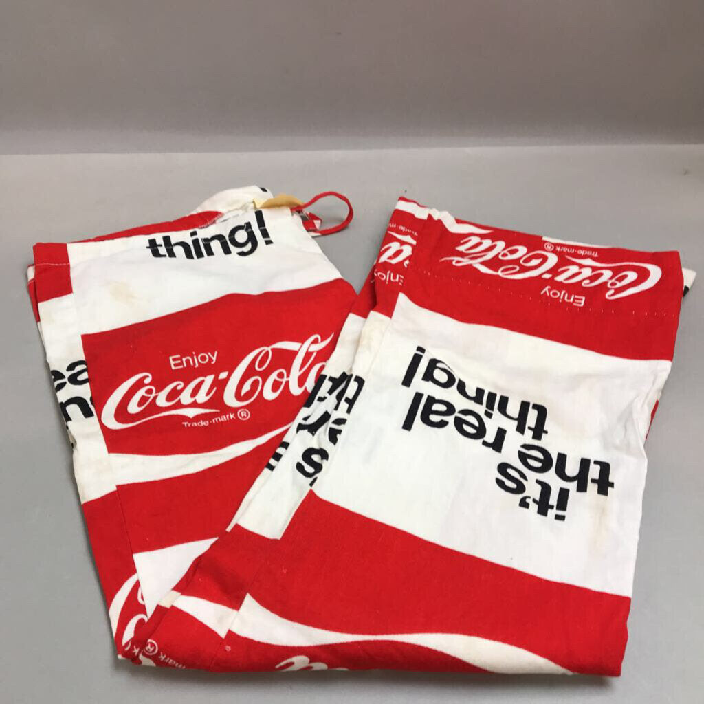 Vintage 1970's Coca Cola Bell Bottom Drawstring Beach Pants Red & White Coke (SM)