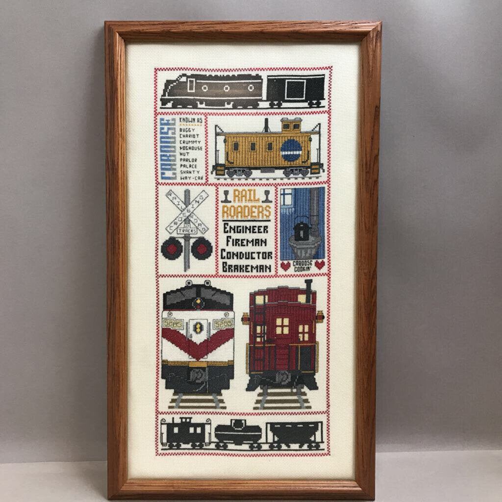 Framed Railroad Needlepoint Wall Art (23x13)