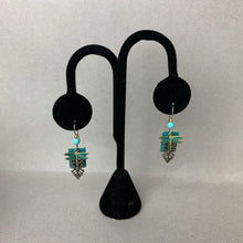 Load image into Gallery viewer, Silver Forest Dragonfly Turquoise Charm Earrings
