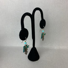 Load image into Gallery viewer, Silver Forest Dragonfly Turquoise Charm Earrings
