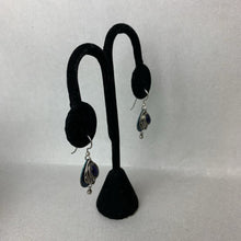 Load image into Gallery viewer, Silver Forest Blue Enamel Charm Earrings
