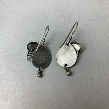 Load image into Gallery viewer, Silver Forest Blue Enamel Charm Earrings
