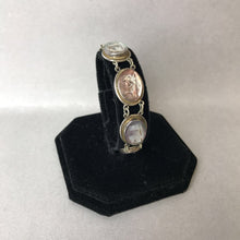Load image into Gallery viewer, Vintage 800 Silver Carved Abalone World Tour Cameo Link Bracelet (7")
