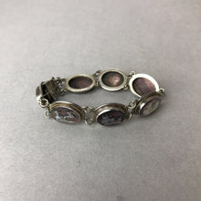 Load image into Gallery viewer, Vintage 800 Silver Carved Abalone World Tour Cameo Link Bracelet (7")
