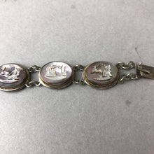 Load image into Gallery viewer, Vintage 800 Silver Carved Abalone World Tour Cameo Link Bracelet (7")
