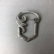 Load image into Gallery viewer, Vintage Sterling Art Nouveau Floral Etched Brooch Sash Pin (2")
