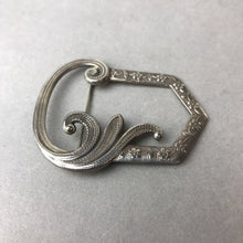 Load image into Gallery viewer, Vintage Sterling Art Nouveau Floral Etched Brooch Sash Pin (2")
