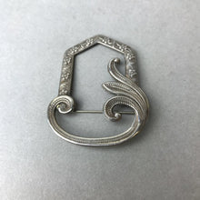 Load image into Gallery viewer, Vintage Sterling Art Nouveau Floral Etched Brooch Sash Pin (2")

