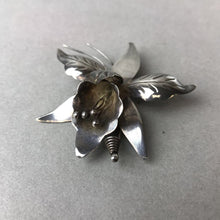 Load image into Gallery viewer, Vintage Taxco Sterling 3D Orchid Flower Brooch Pin (2.5")
