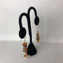 Load image into Gallery viewer, Vintage Baltic Amber Chip Sterling Dangle Earrings (2")
