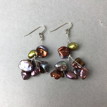 Load image into Gallery viewer, Multicolor Freshwater Pearl Sterling Threaded Cluster Earrings (2&quot;)
