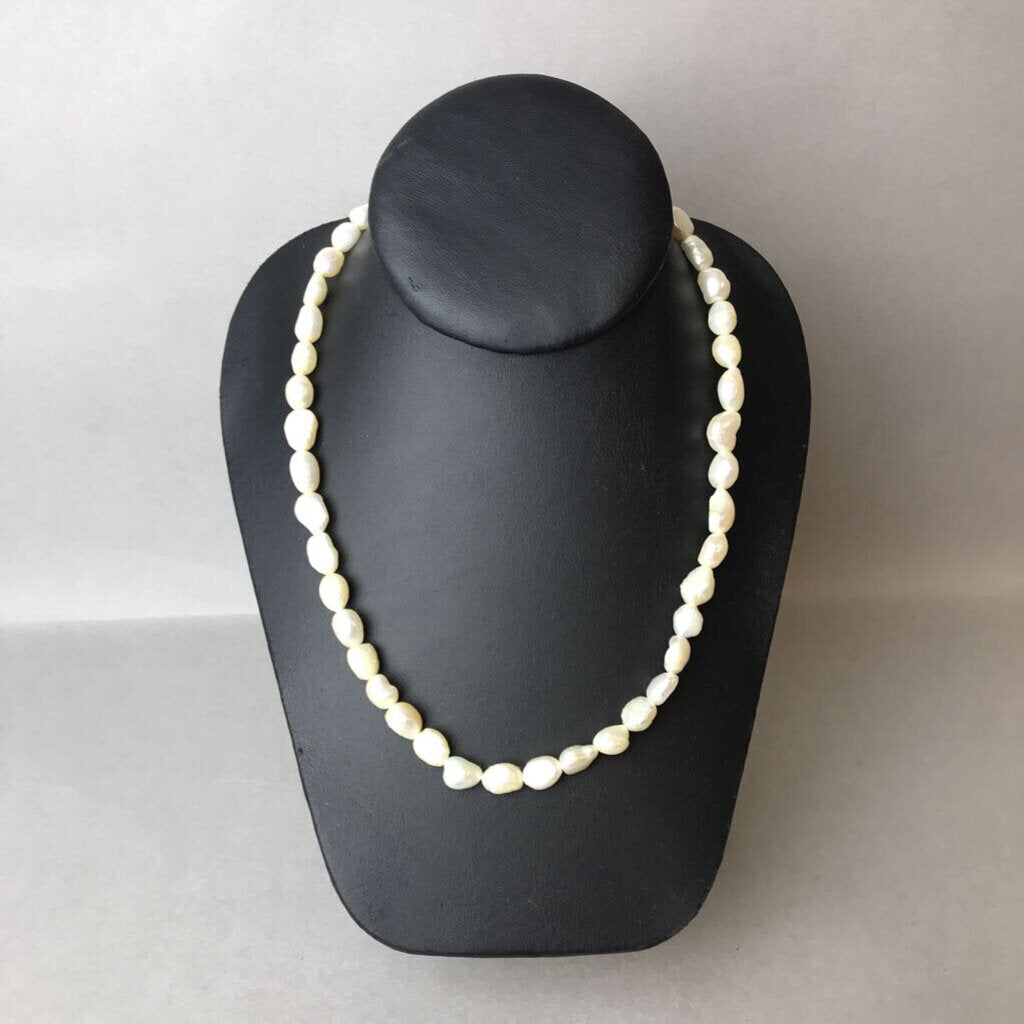 Cream Baroque Freshwater Pearl Sterling Clasp Necklace (18