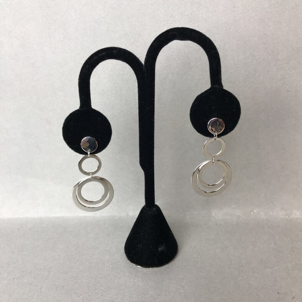Sterling Mod Circle Drop Earrings (1.75