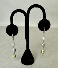 Load image into Gallery viewer, Sterling Multicolor Freshwater Pearl Drop Earrings (2.25&quot;)
