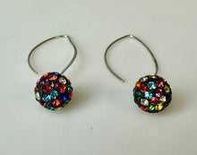 Load image into Gallery viewer, Sterling Swarovski Crystal Glitter Ball Earrings (1.75")
