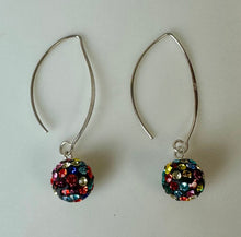 Load image into Gallery viewer, Sterling Swarovski Crystal Glitter Ball Earrings (1.75")
