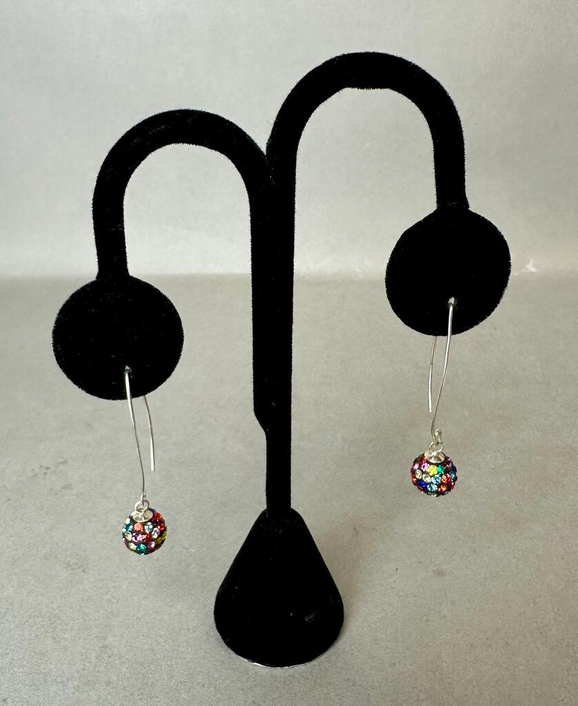 Sterling Swarovski Crystal Glitter Ball Earrings (1.75