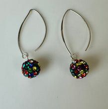 Load image into Gallery viewer, Sterling Swarovski Crystal Glitter Ball Earrings (1.75")
