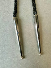 Load image into Gallery viewer, Vintage Sterling Silver Walking Horse Relief Black Leather Bolo Tie

