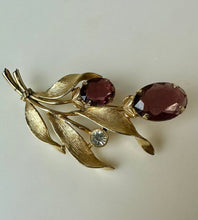 Load image into Gallery viewer, Vintage Emmons Flower Purple &amp; Clear Rhinestone Brooch Pin (2.75")
