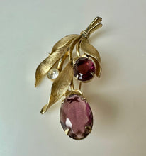 Load image into Gallery viewer, Vintage Emmons Flower Purple &amp; Clear Rhinestone Brooch Pin (2.75")
