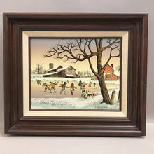 Load image into Gallery viewer, H. Hargrove &quot;The Ice Skating Pond&quot; Winter Scene Oil Painting On Canvas Framed (12x14)

