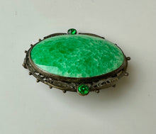 Load image into Gallery viewer, Vintage Victorian Peking Glass Cabochon Rhinestone Brooch Pin (1.75")
