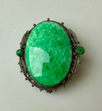Load image into Gallery viewer, Vintage Victorian Peking Glass Cabochon Rhinestone Brooch Pin (1.75")
