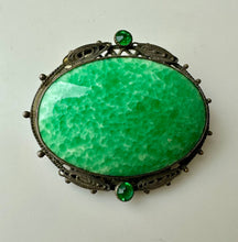Load image into Gallery viewer, Vintage Victorian Peking Glass Cabochon Rhinestone Brooch Pin (1.75")
